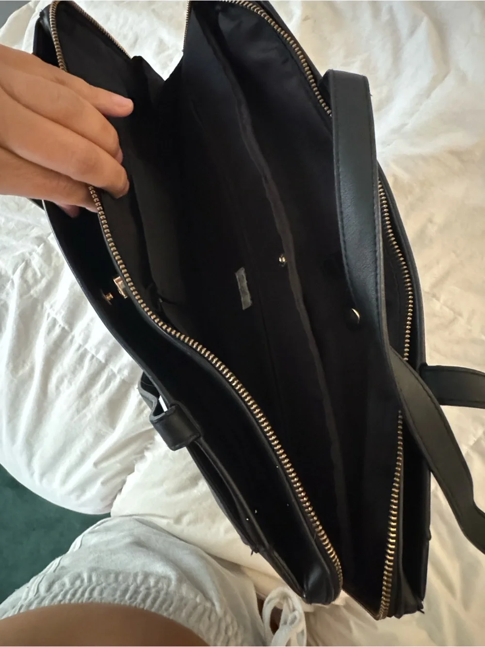 Black Faux Leather Laptop Tote